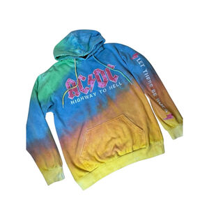 Vintage Men’s AC/DC size MEDIUM Tie Dye HOODIE Highway to Hell Let There Be Rock